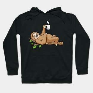 Beautiful sloth is drinking a cup coffee Hoodie